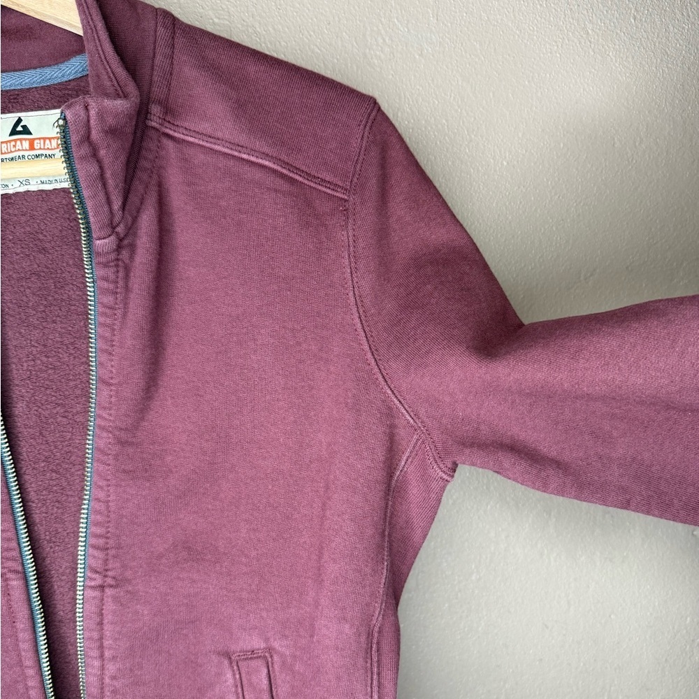 American Giant Burgundy Full Zip Heavyweight Sweatshirt Size XS Outerwear Comfy - Picture 8 of 16